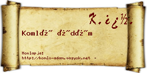 Komló Ádám névjegykártya